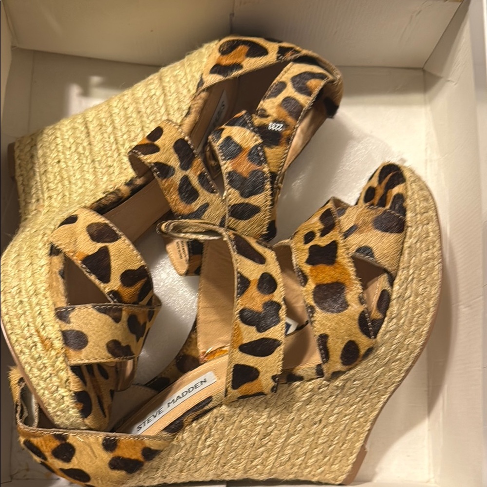 Steve Madden Leopard Print Wedge Sandals